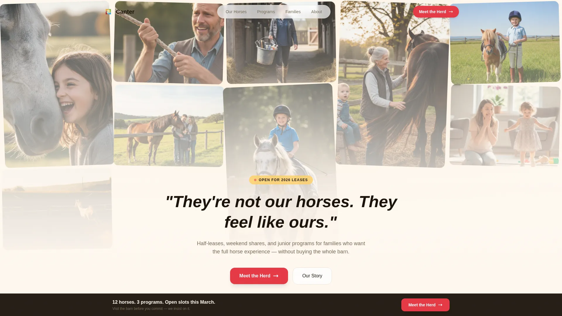 Horse Leasing & Sharing Barn Landing Page Template