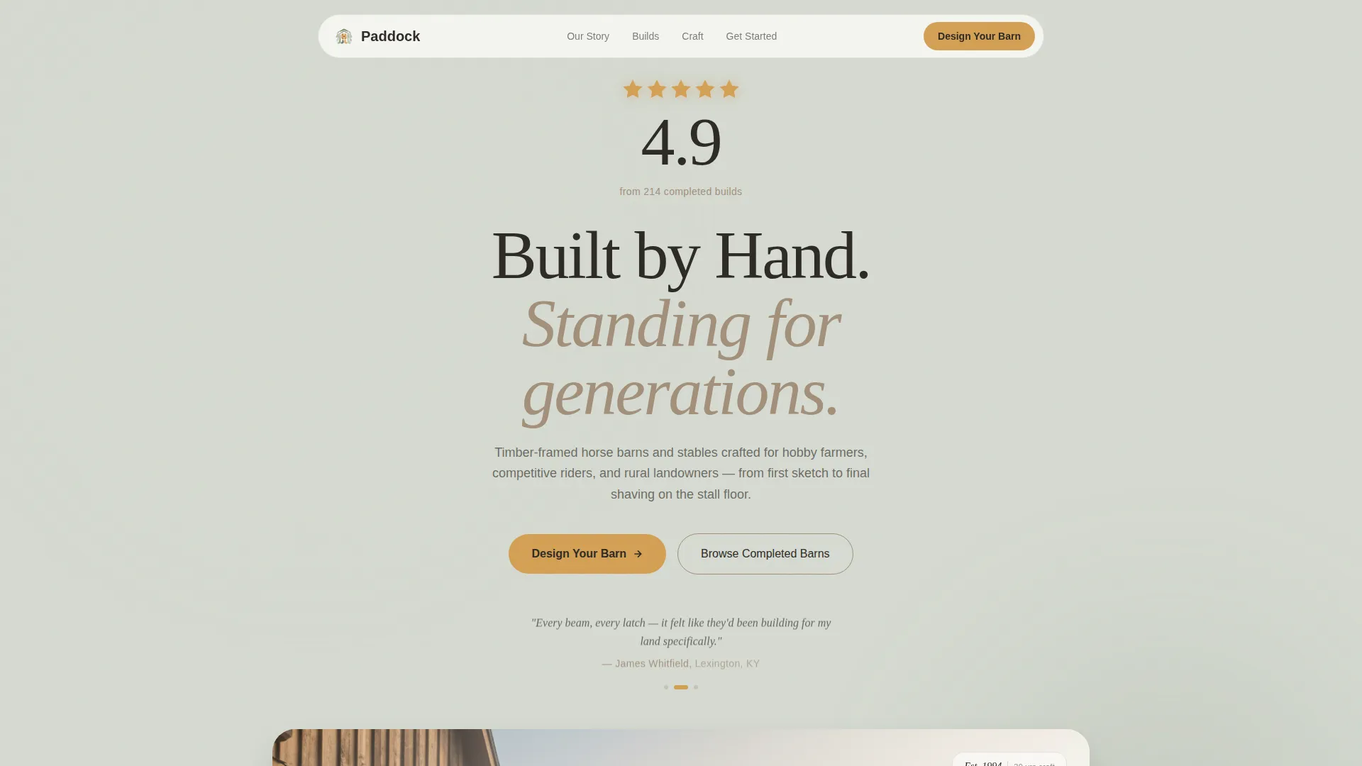 Horse Stable & Barn Builder Landing Page Template