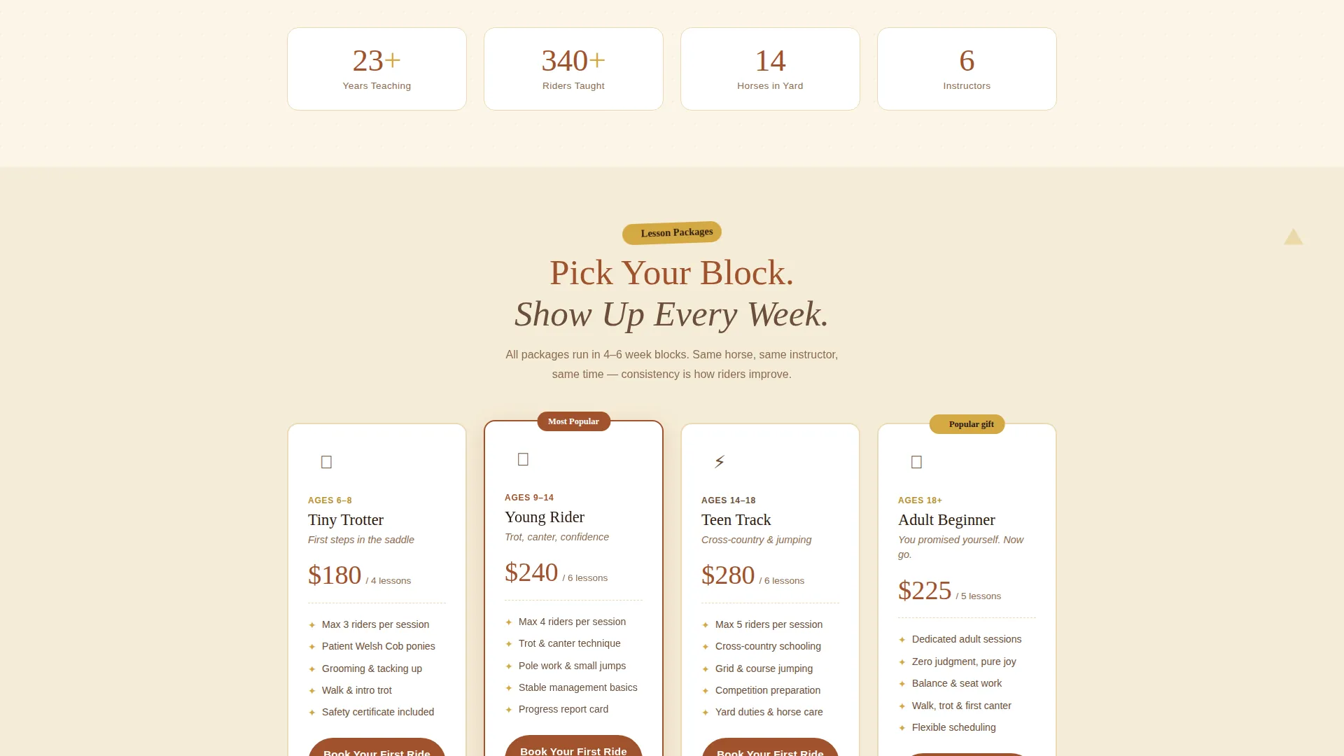 Playful Equestrian Riding School Landing Page Template