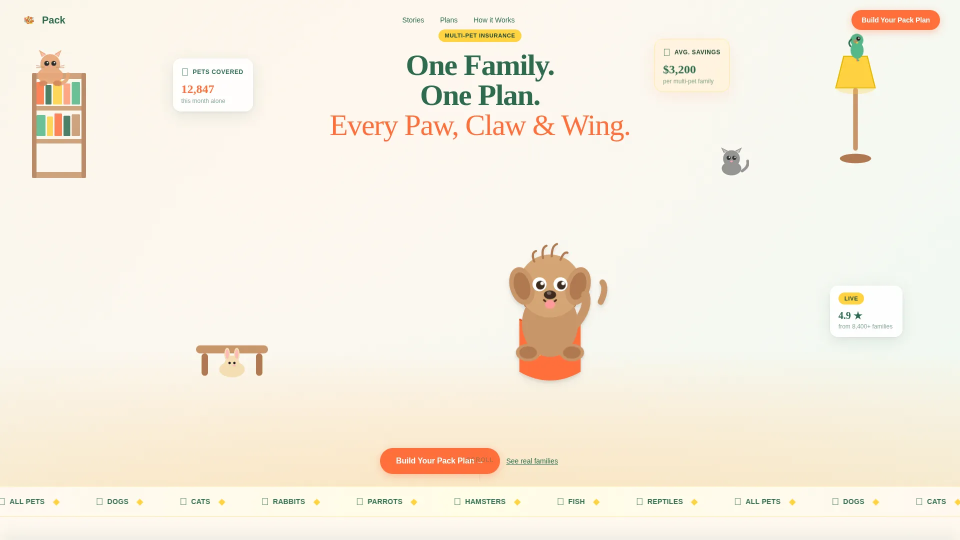 Vibrant Multi-Pet Insurance Landing Page Template