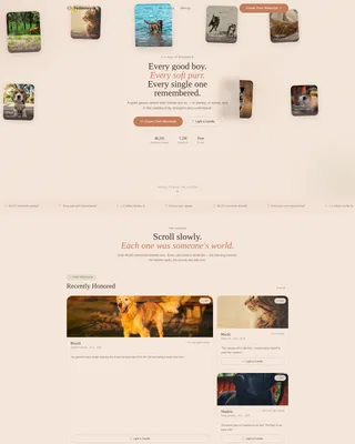 Landing Page Template for Online Pet Memorials