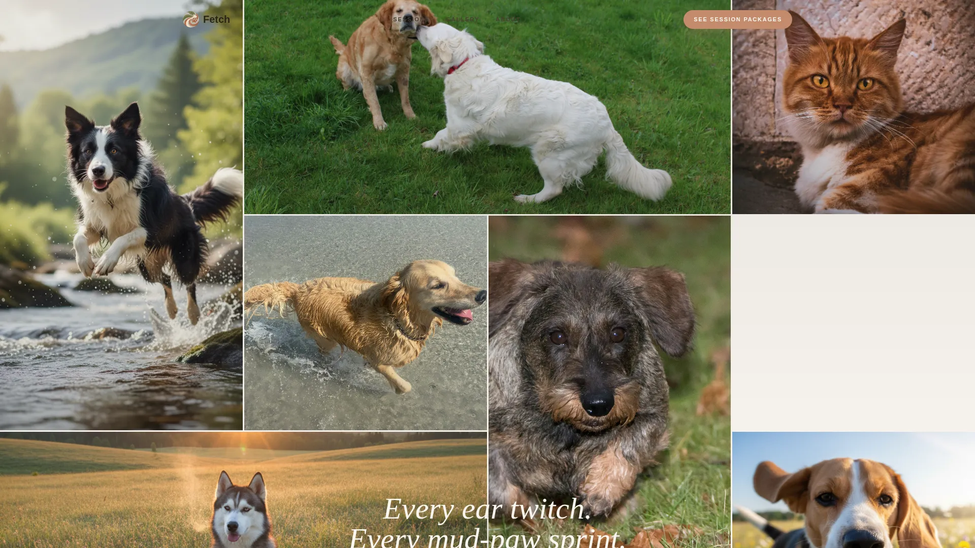 Outdoor Pet Photography Landing Page Template