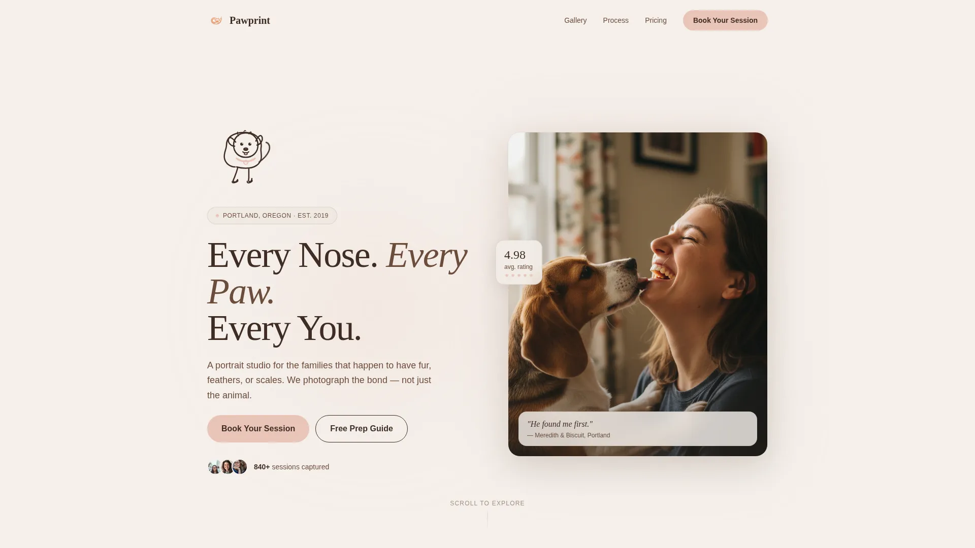 Pet Photography Landing Page Template