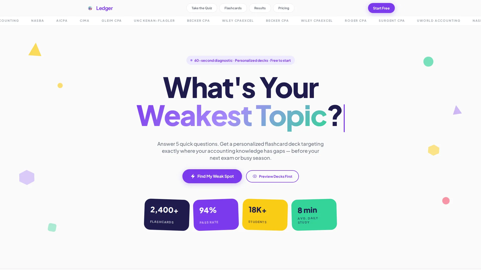 Accounting Flashcard App Landing Page Template