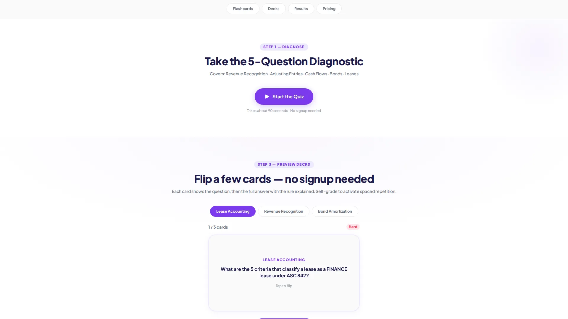 Accounting Flashcard App Landing Page Template
