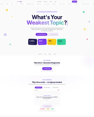 Accounting Flashcard App Landing Page Template
