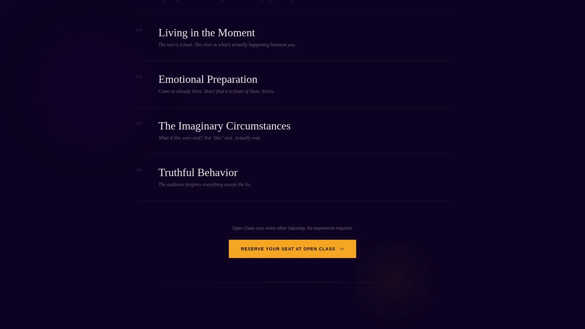 Acting School Event Registration Landing Page