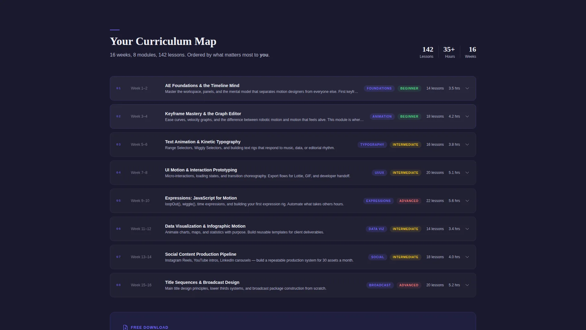 Motion Design Course Landing Page Template