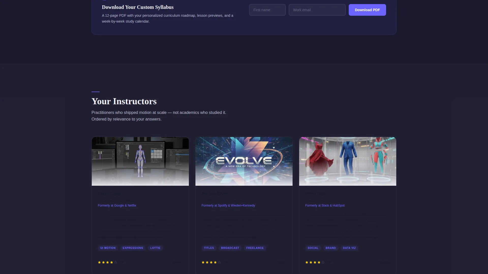 Motion Design Course Landing Page Template