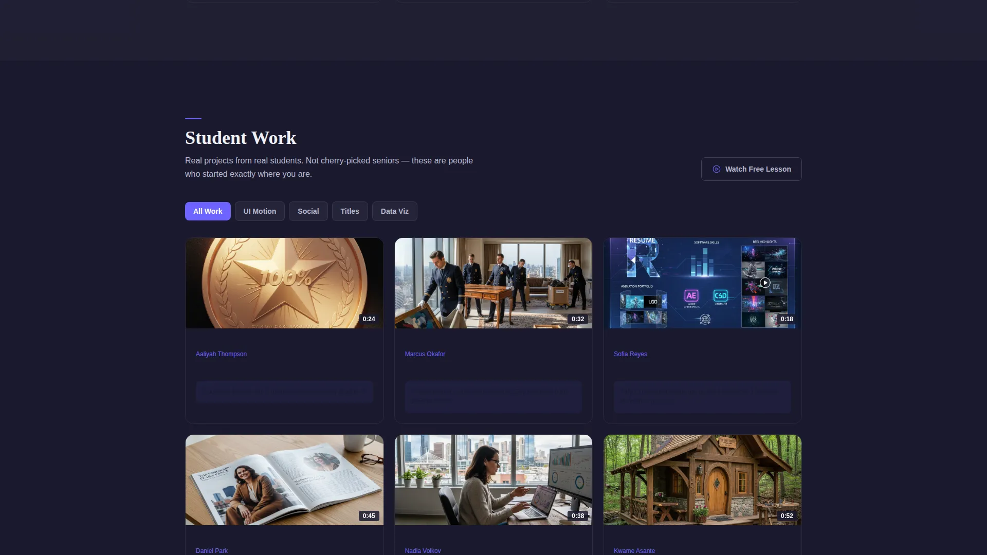 Motion Design Course Landing Page Template