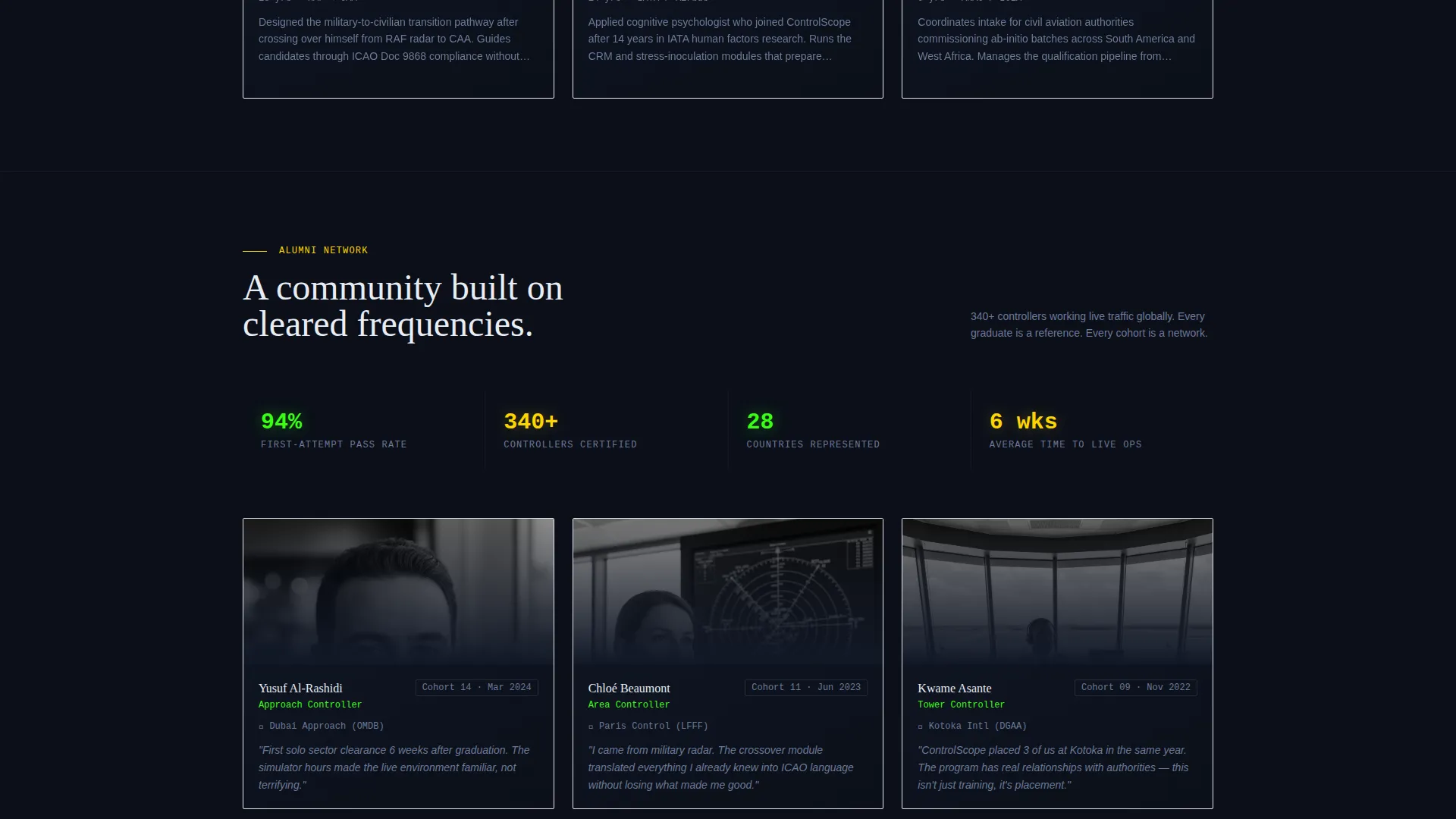 Air Traffic Control Training Landing Page