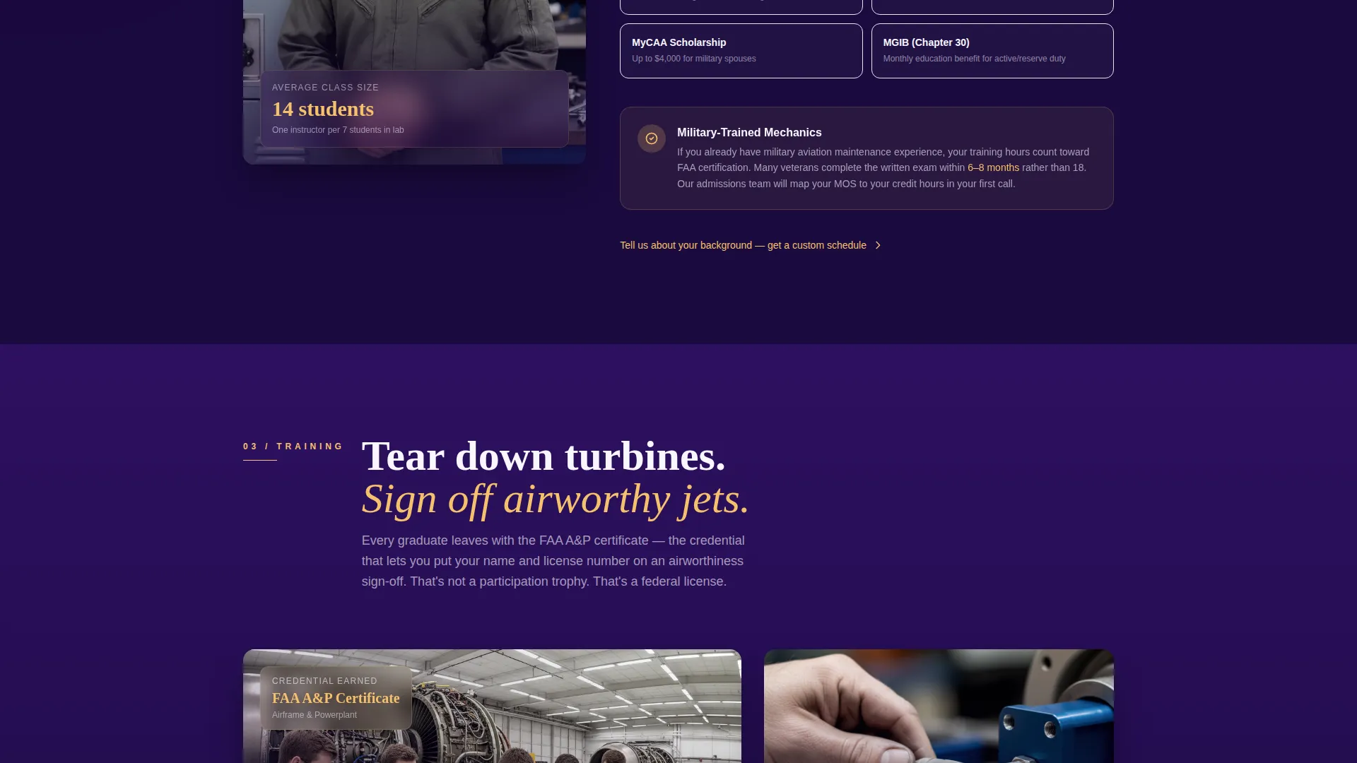 Aircraft Mechanic School Landing Page Template
