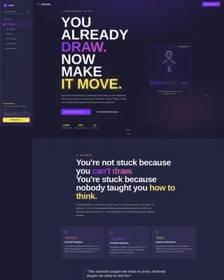 Animation School Sidebar Companion Landing Page