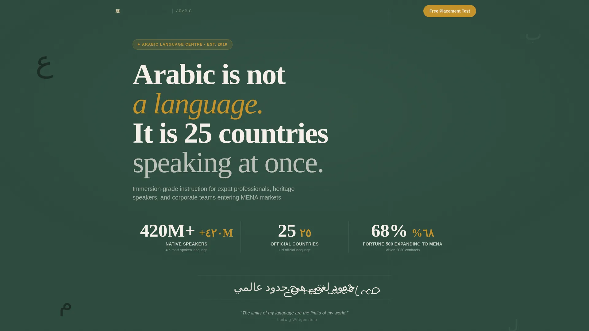 Immersive Arabic Language Center Landing Page