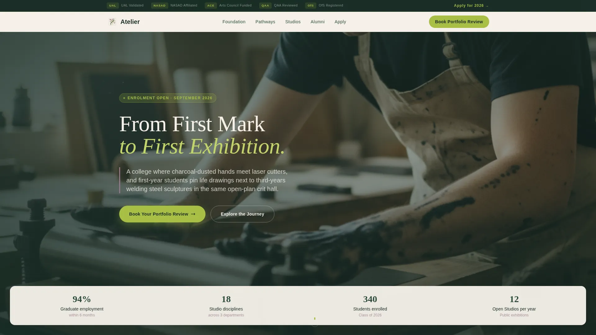 Art College Landing Page Template for Lead Generation