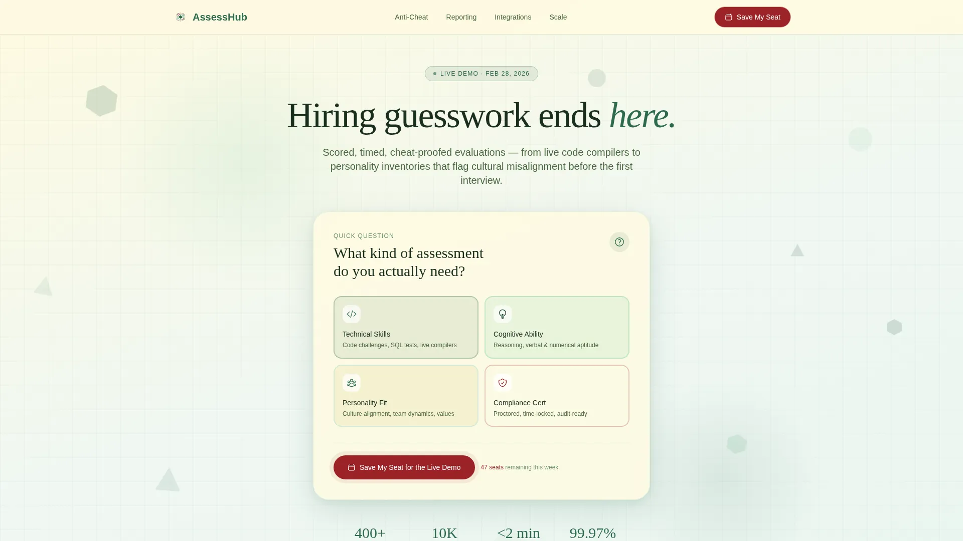Edtech Assessment Platform Landing Page Template