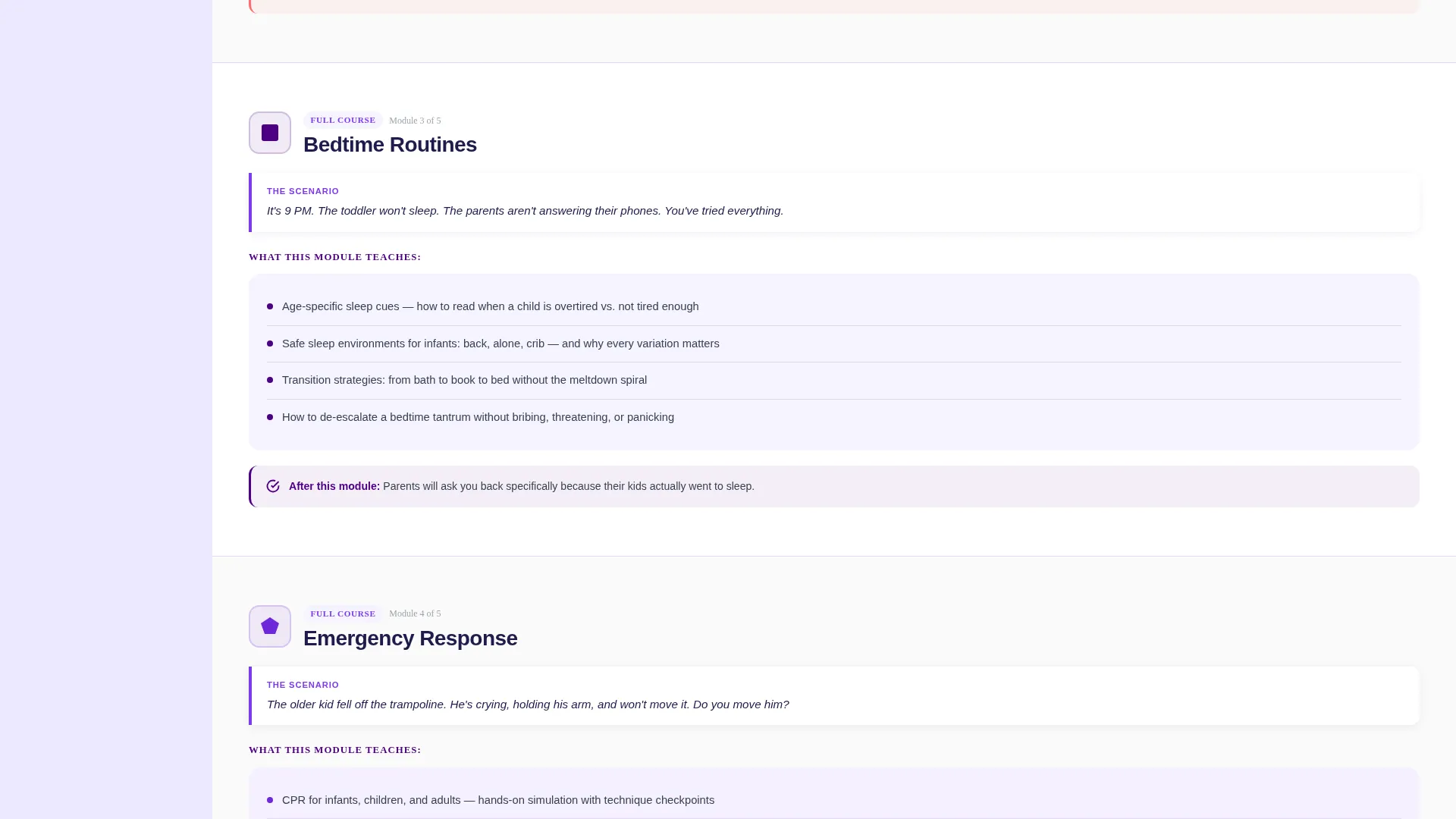Babysitter Certification Course Landing Page Template