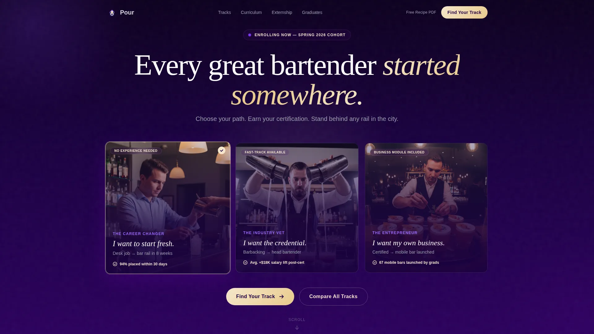 Bartending School Landing Page Template