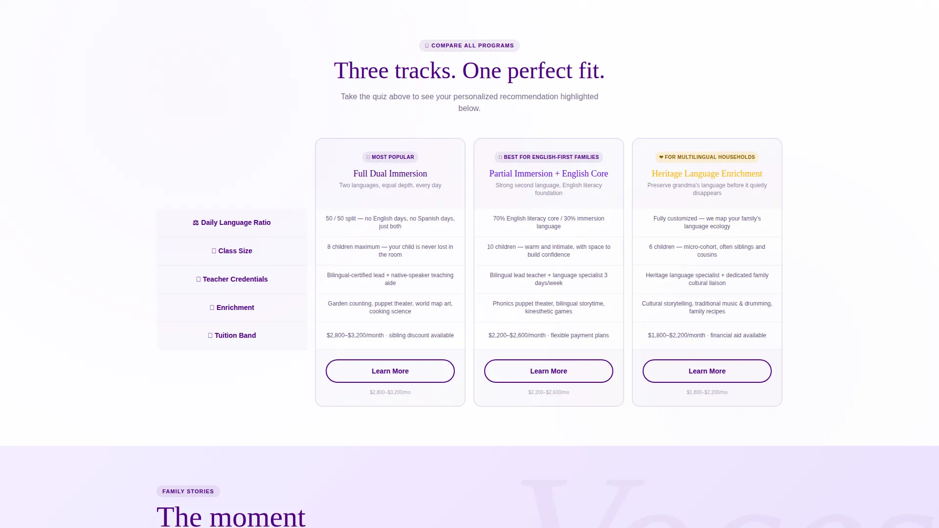 Bilingual Preschool Immersion Landing Page Template