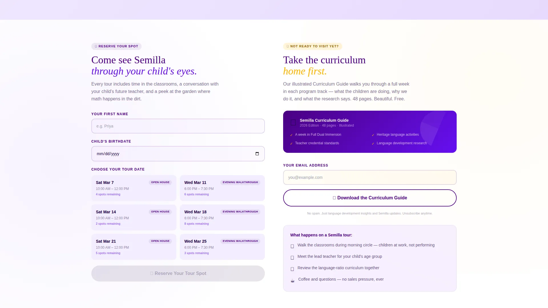 Bilingual Preschool Immersion Landing Page Template