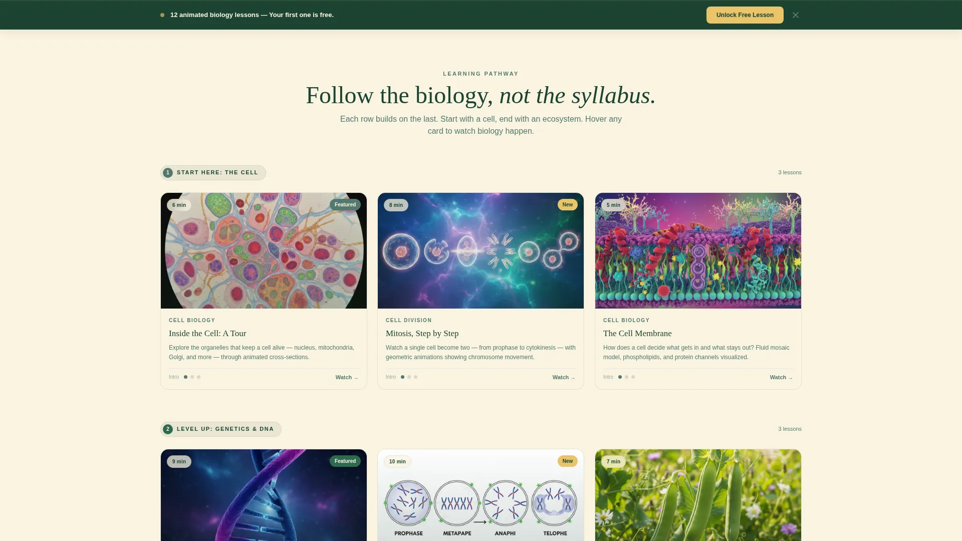 Biology Video Lesson Library Landing Page Template