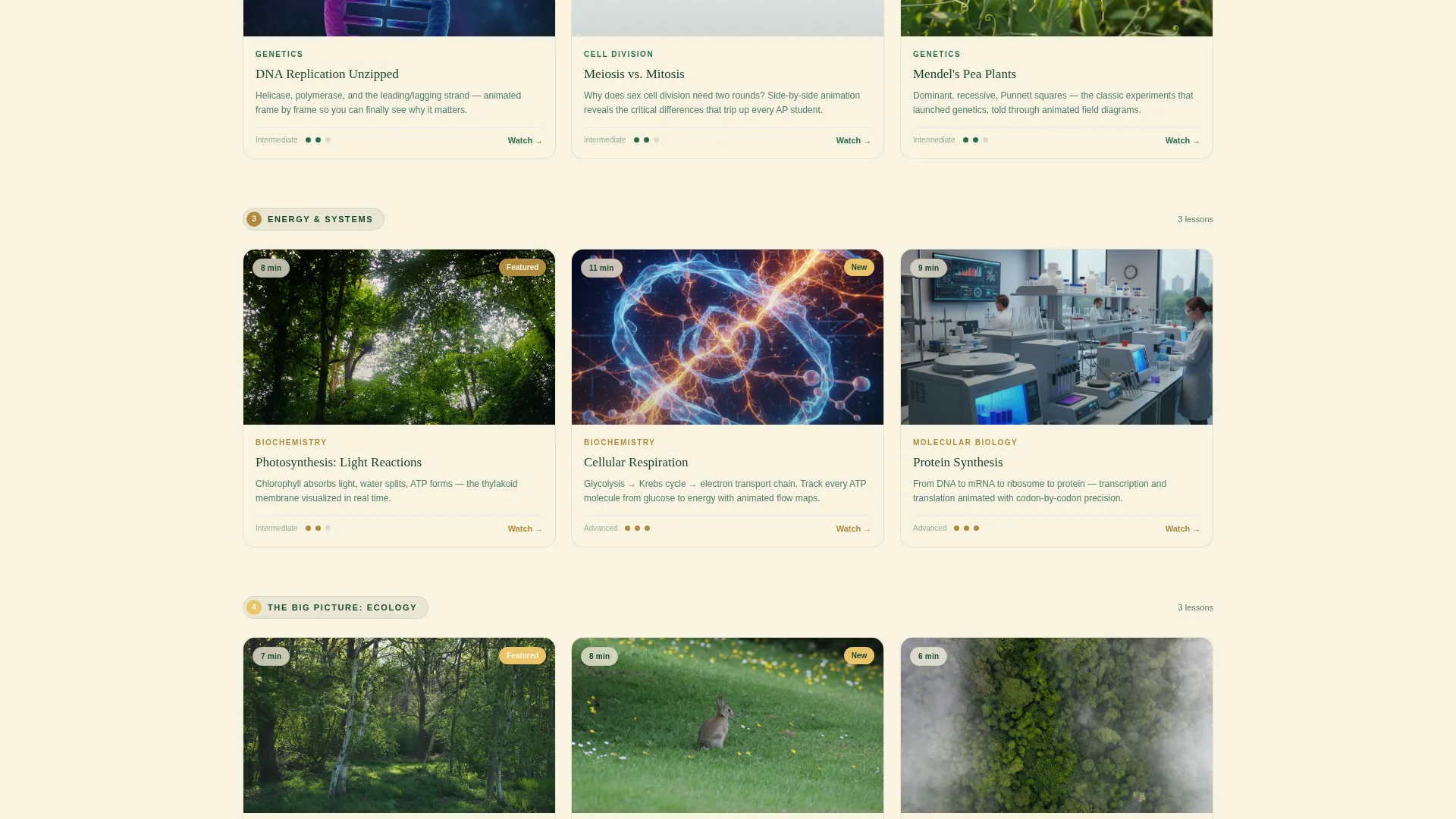 Biology Video Lesson Library Landing Page Template