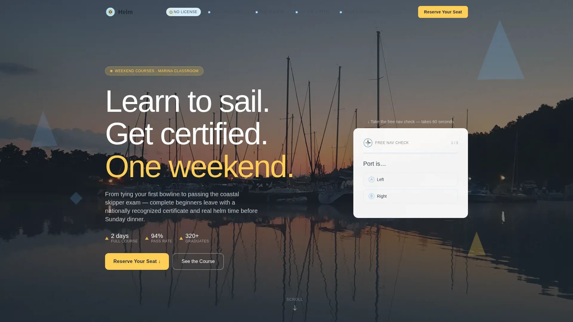 Sailing Certification Course Landing Page Template