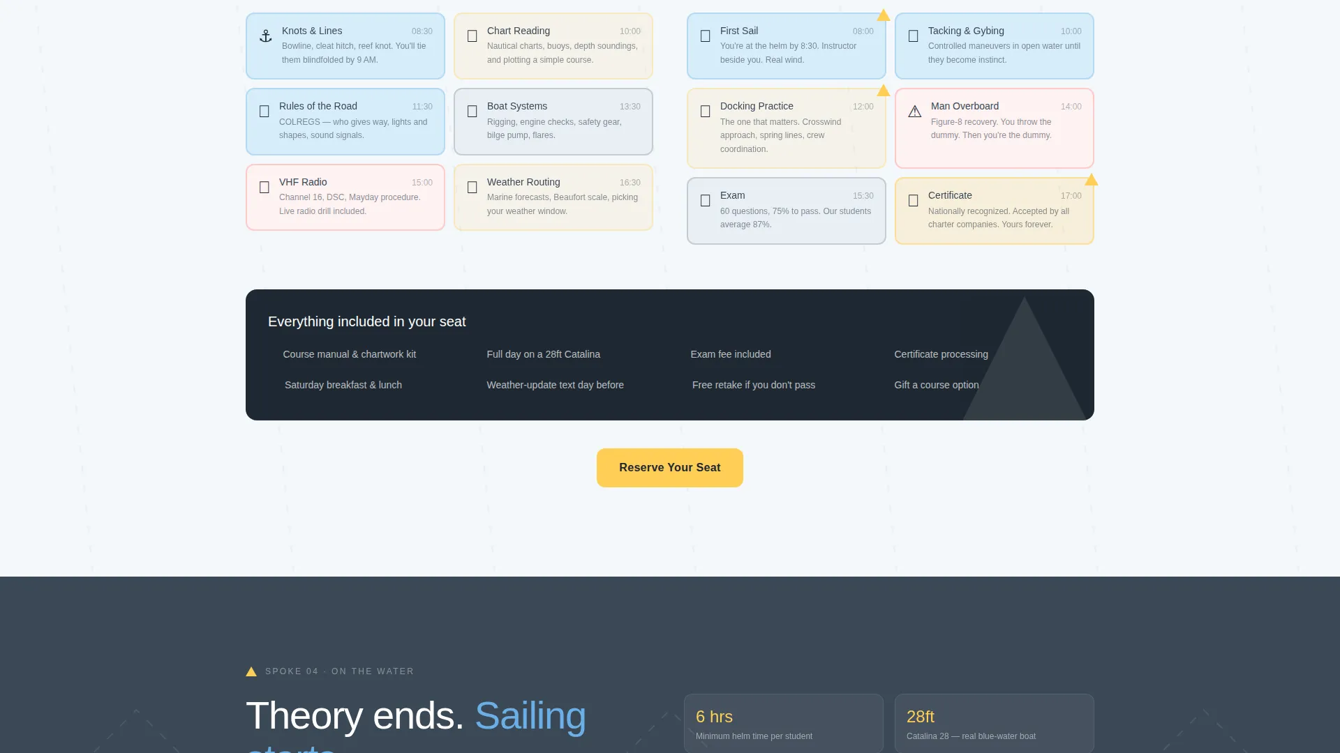 Sailing Certification Course Landing Page Template