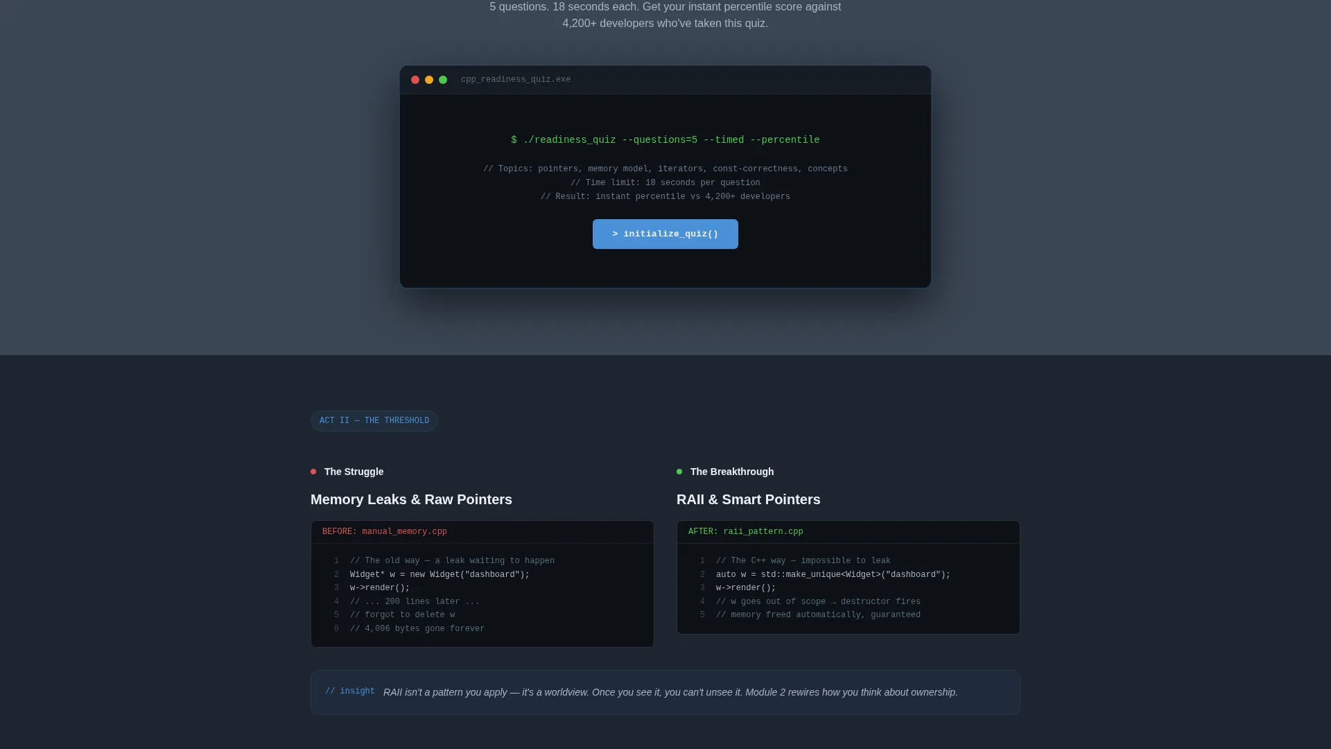 C++ Course Landing Page Template with Quiz Funnel