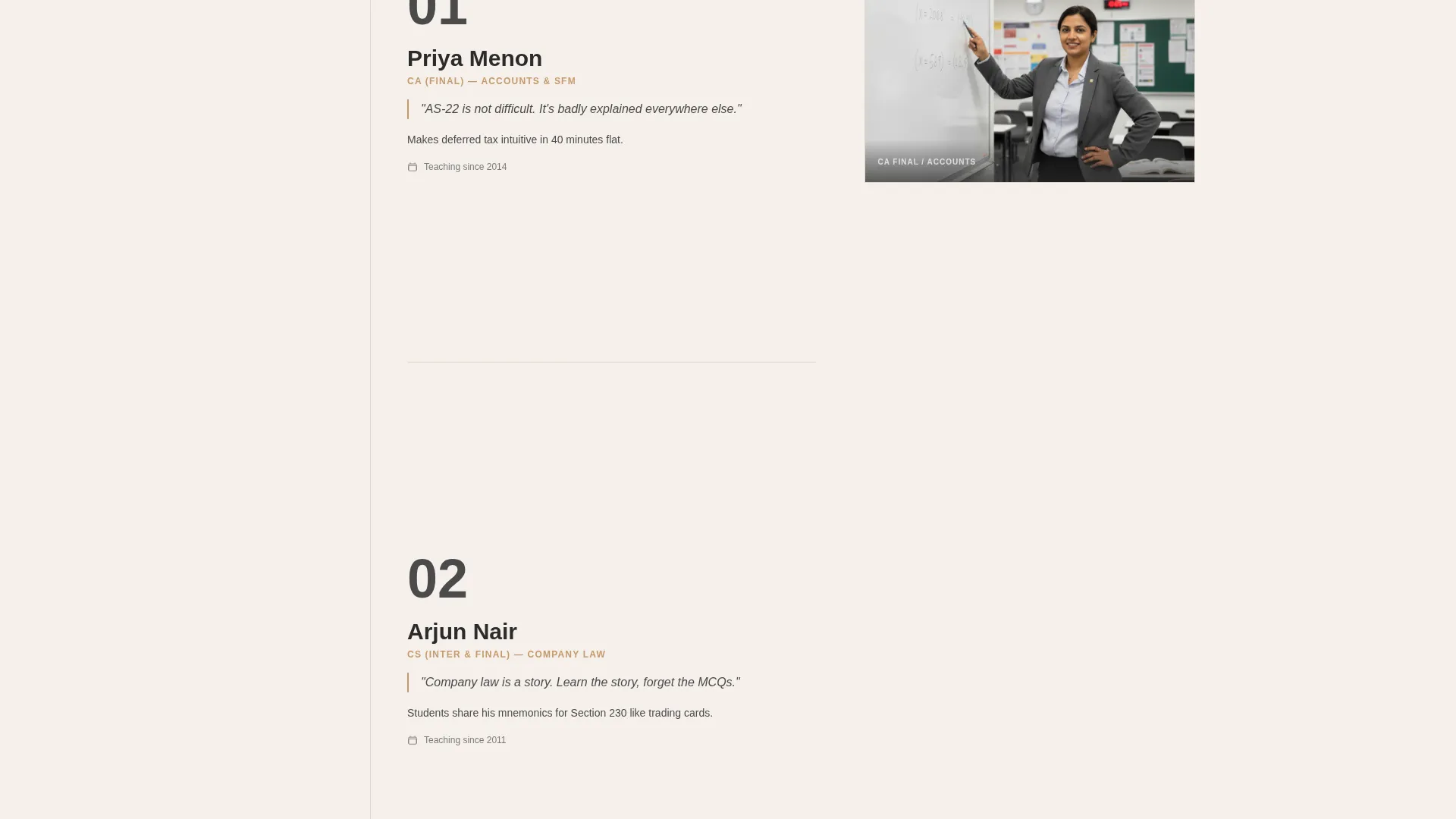 CA/CS/CMA Coaching Landing Page Template