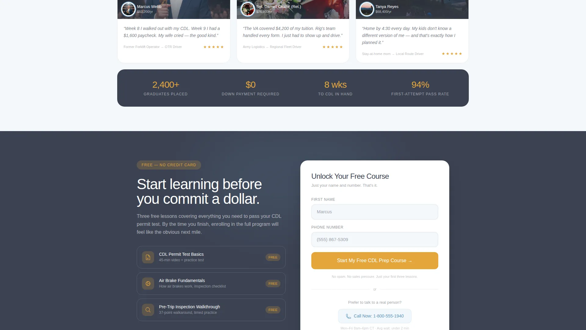 CDL School Landing Page Template | Card Grid Layout