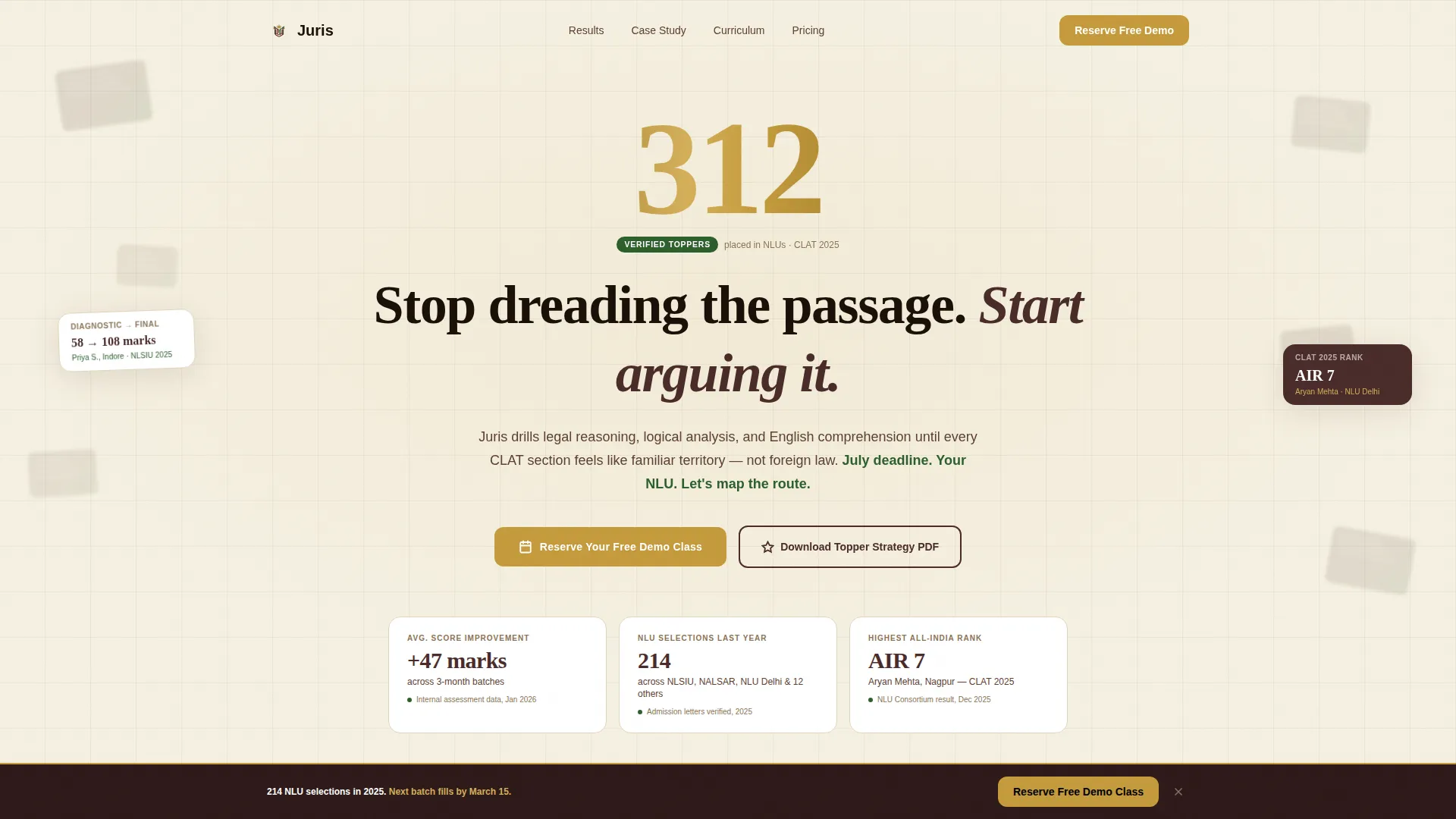 CLAT Coaching Comparison Table Landing Page Template