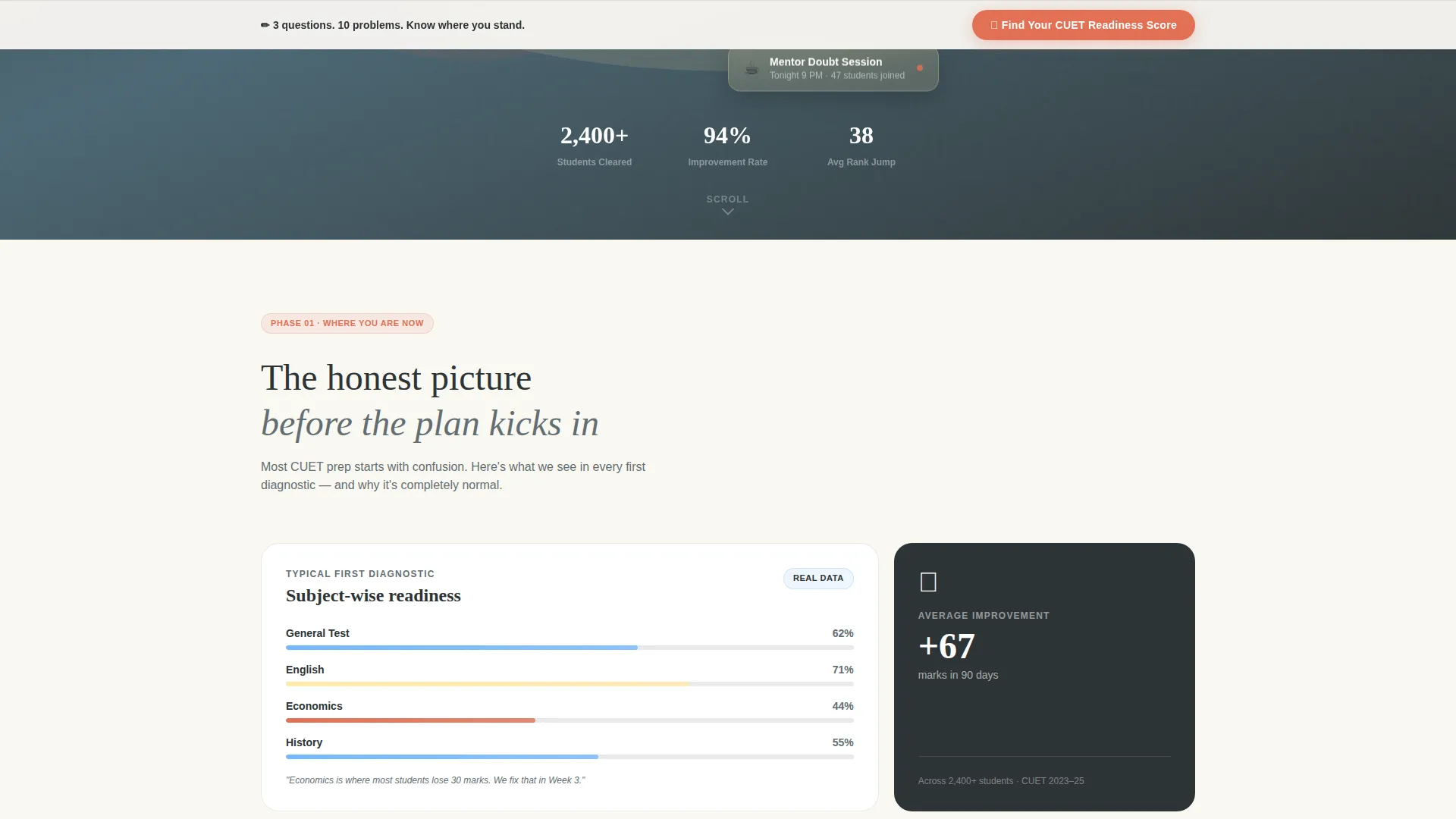 CUET Coaching Landing Page Template | Card Grid