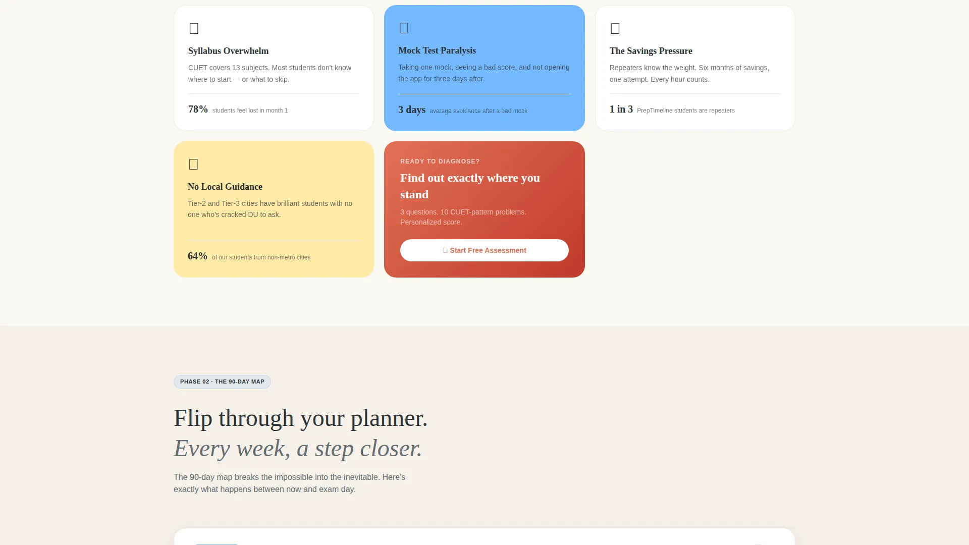 CUET Coaching Landing Page Template | Card Grid
