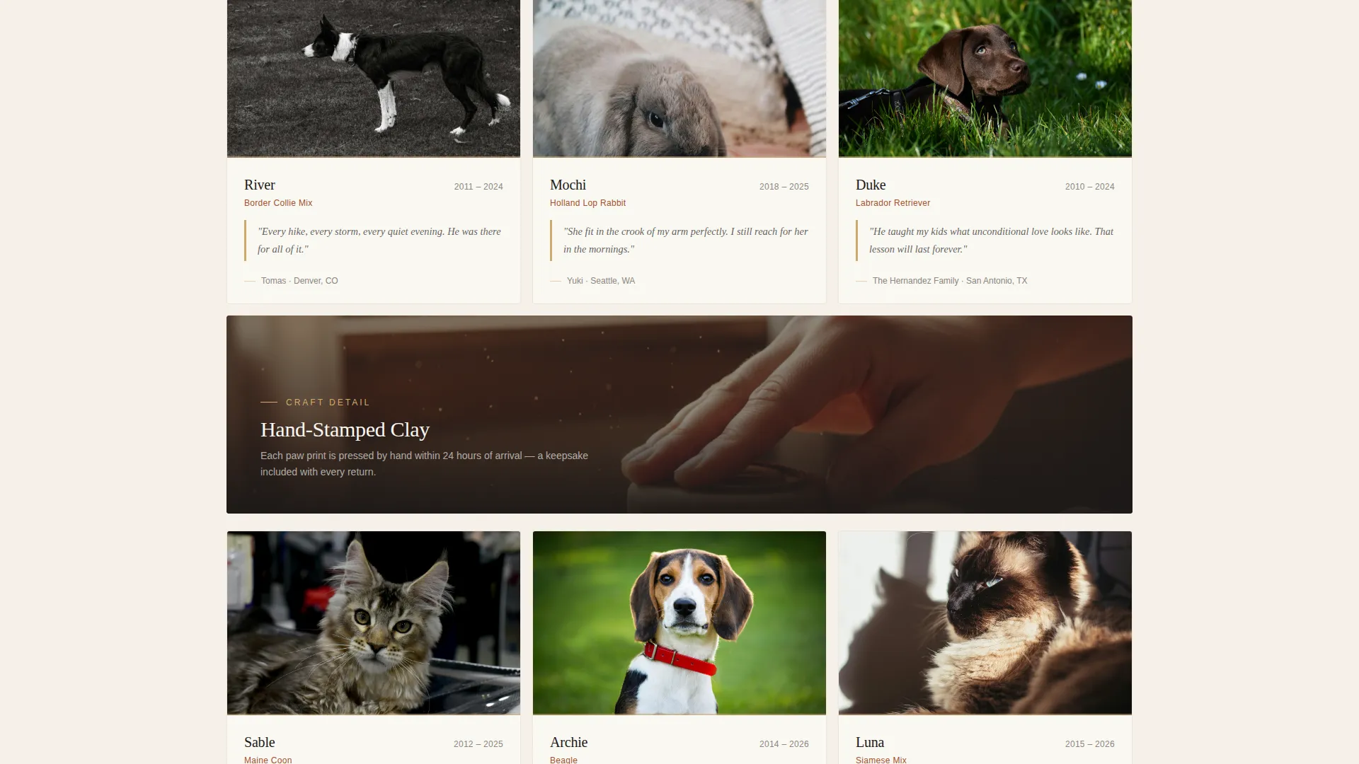 Gentle Pet Cremation Landing Page Template