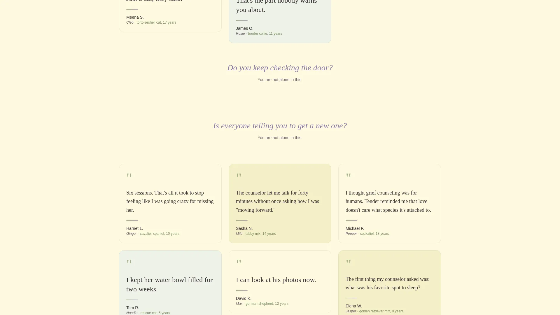 Pet Grief Counseling Landing Page Template