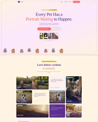 Pet Photography Gallery & Booking Landing Page