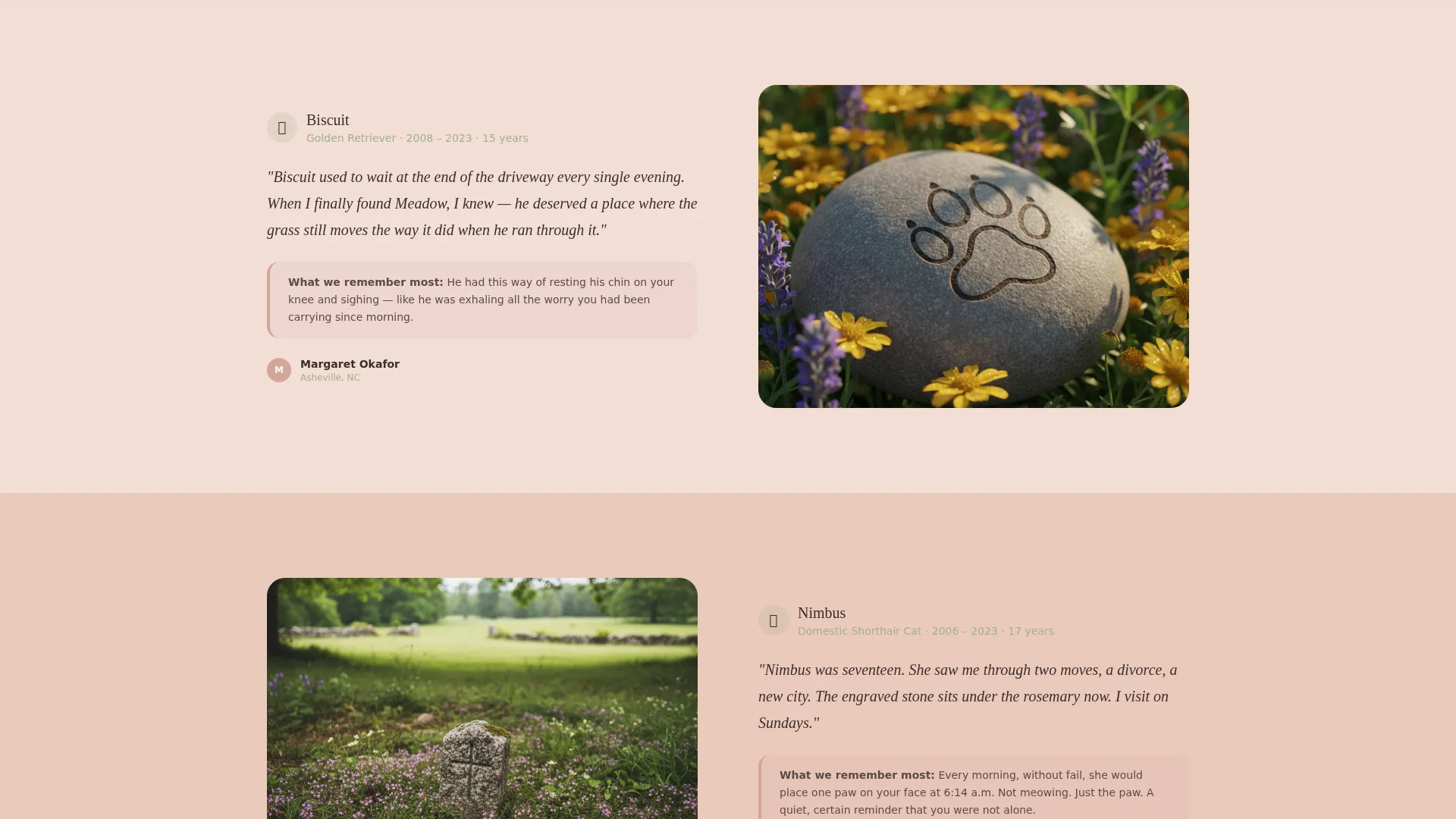 Pet Memorial Garden Landing Page Template