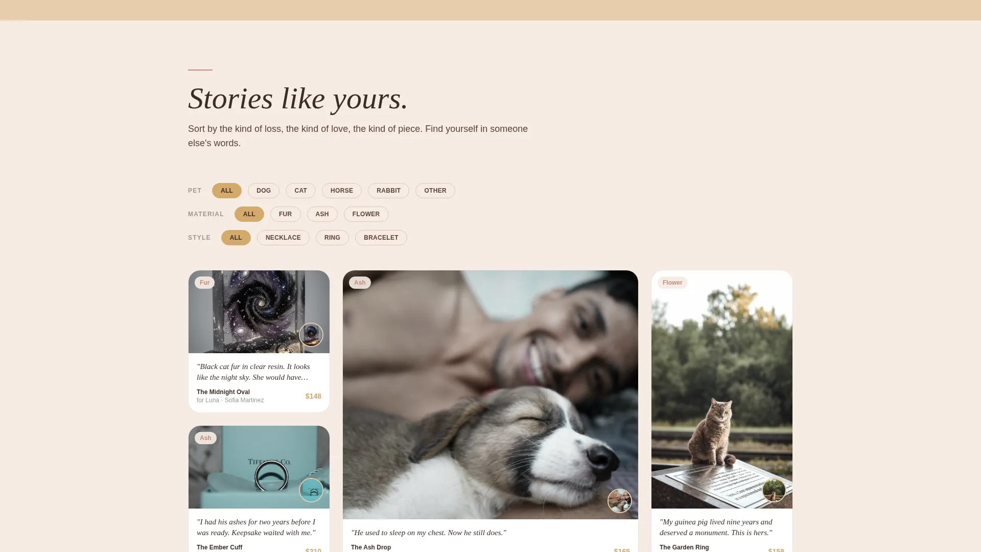 Pet Memorial Jewelry Landing Page Template