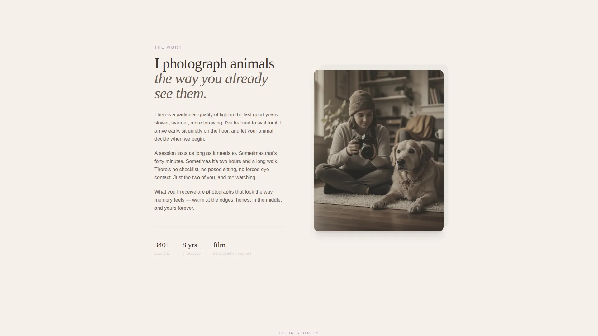 Pet Memorial Photography Booking Landing Page