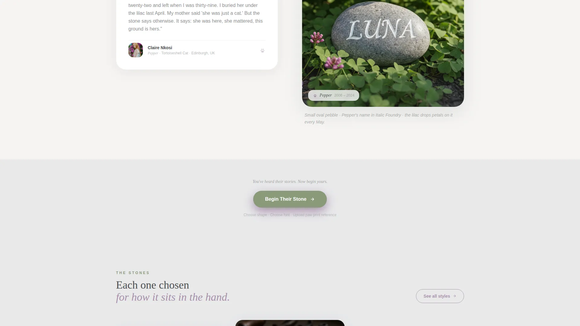 Pet Memorial Stone & Marker Landing Page Template