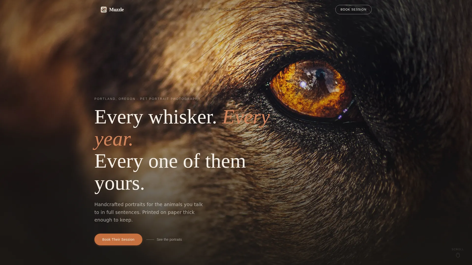 Pet Portrait Photographer Landing Page Template