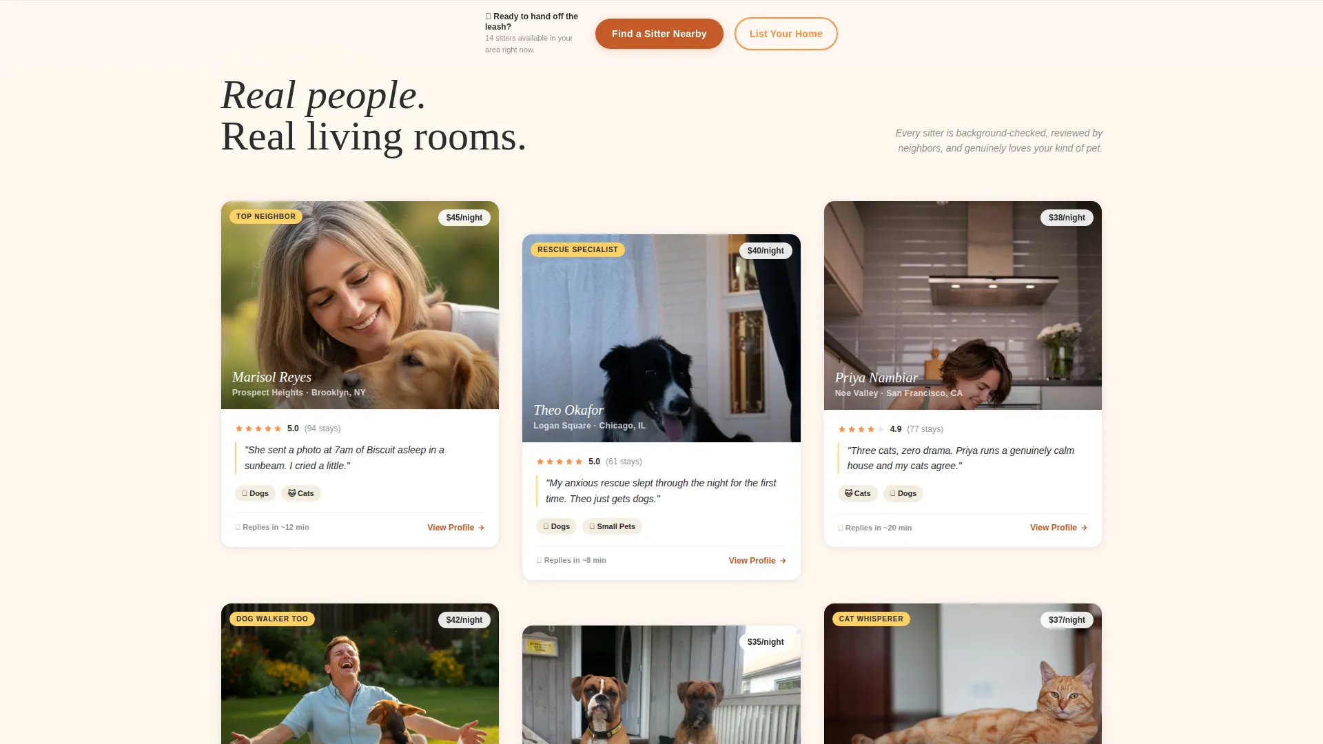 Trusted Pet Sitting Landing Page Template
