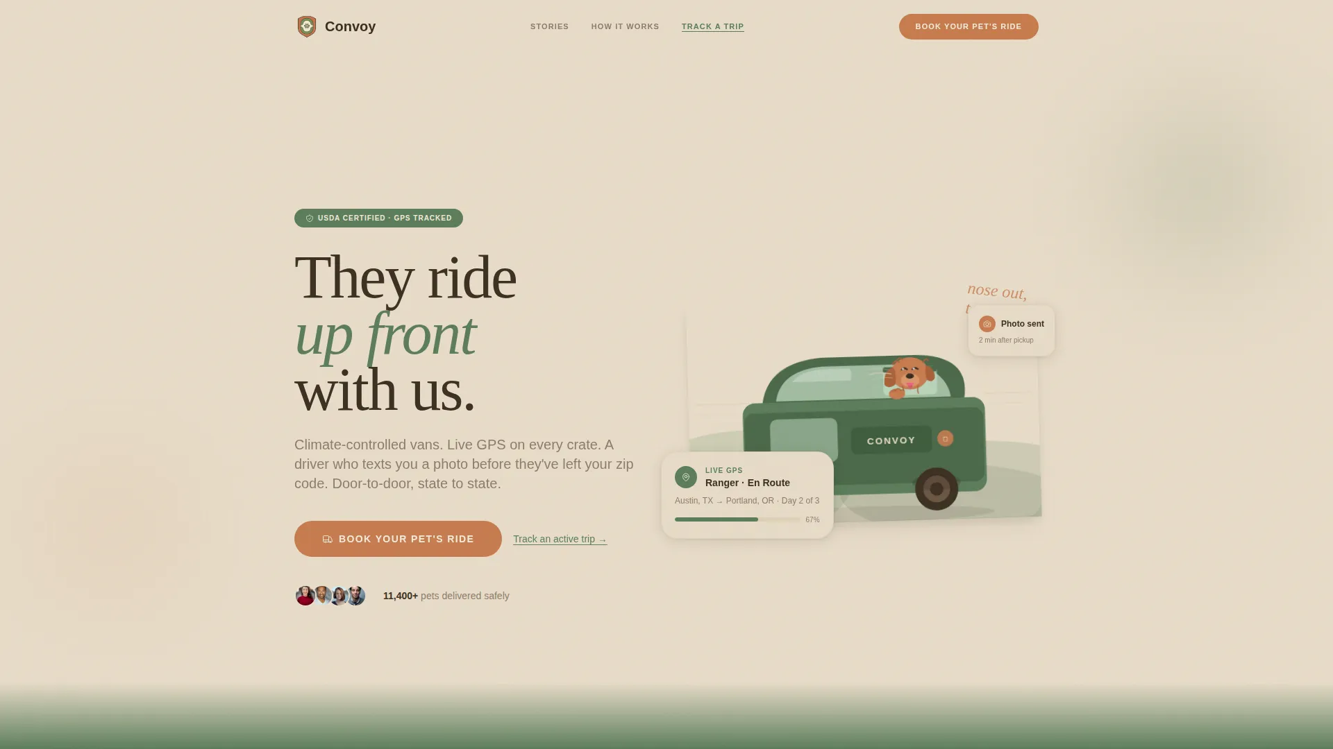 Pet Transport Landing Page Template