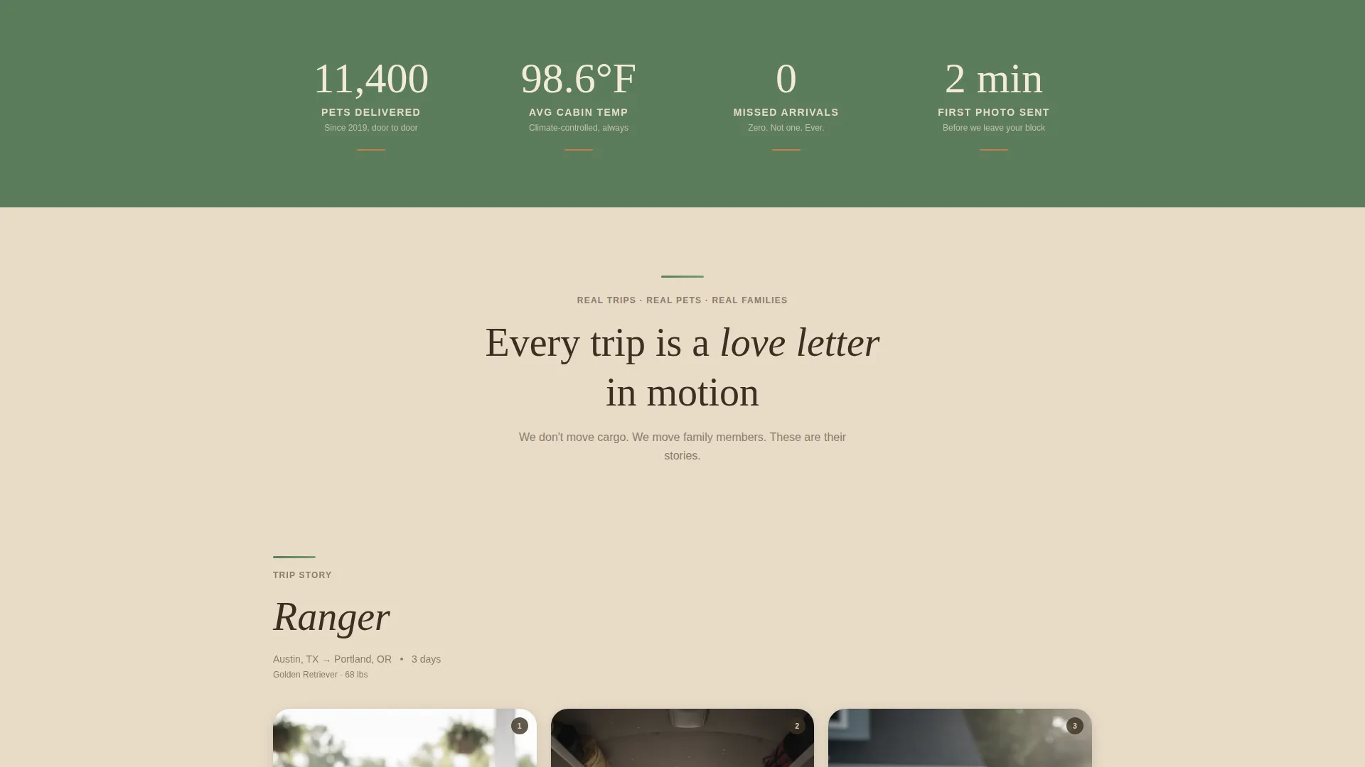 Pet Transport Landing Page Template