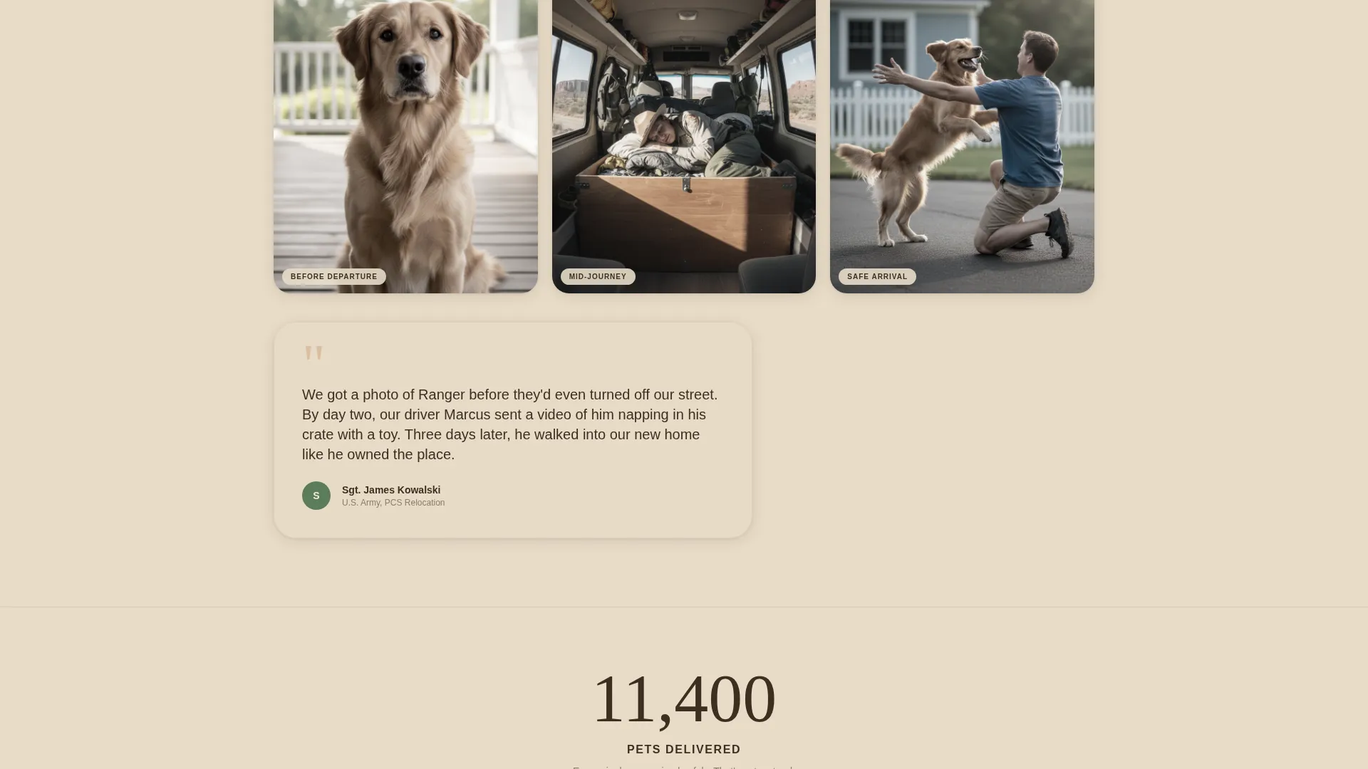 Pet Transport Landing Page Template
