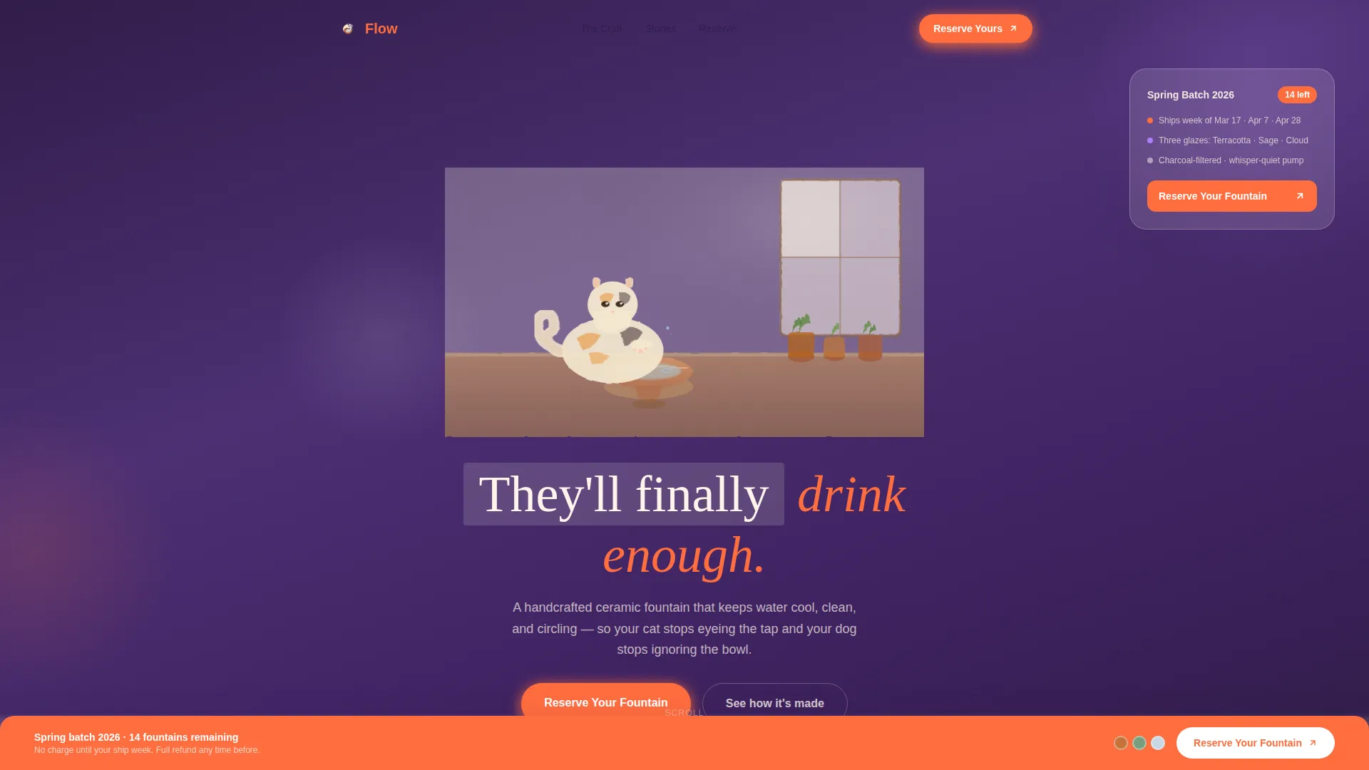 Ceramic Pet Fountain Landing Page Template