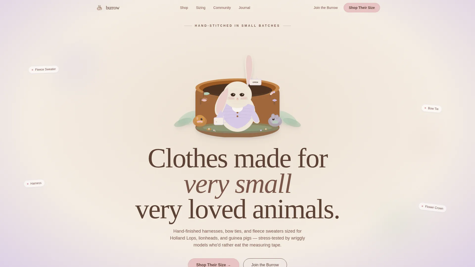 Cozy Small Animal Landing Page Template