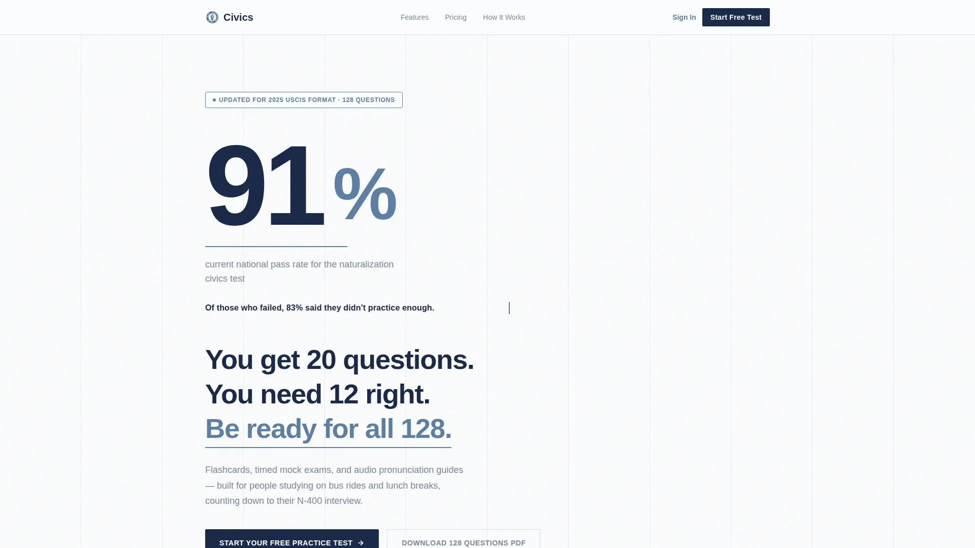 Citizenship Test Prep Landing Page Template