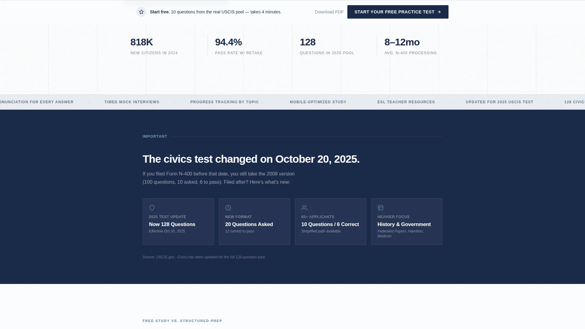 Citizenship Test Prep Landing Page Template